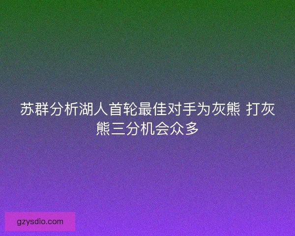 苏群分析湖人首轮最佳对手为灰熊 打灰熊三分机会众多