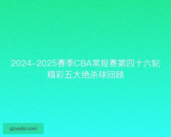 2024-2025赛季CBA常规赛第四十六轮精彩五大绝杀球回顾