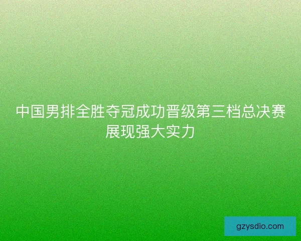 中国男排全胜夺冠成功晋级第三档总决赛展现强大实力