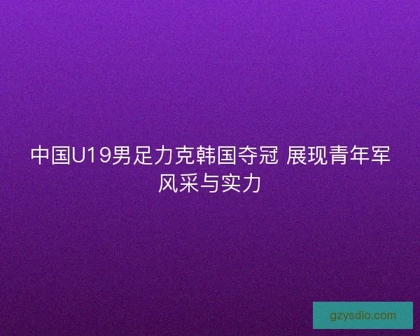 中国U19男足力克韩国夺冠 展现青年军风采与实力 中国U19男足力克韩国夺冠 展现青年军风采与实力