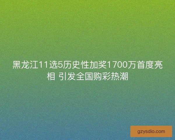 黑龙江11选5历史性加奖1700万首度亮相 引发全国购彩热潮 黑龙江11选5历史性加奖1700万首度亮相 引发全国购彩热潮