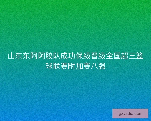 山东东阿阿胶队成功保级晋级全国超三篮球联赛附加赛八强