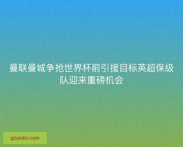 曼联曼城争抢世界杯前引援目标英超保级队迎来重磅机会